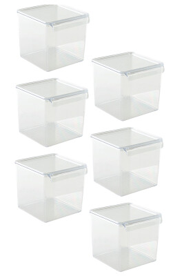 Kapaklı Buzdolabı Içi Organizer Dolap Içi Düzenleyici Saklama Kabı 165*178*160Mm Şeffaf 6 Lı - 1