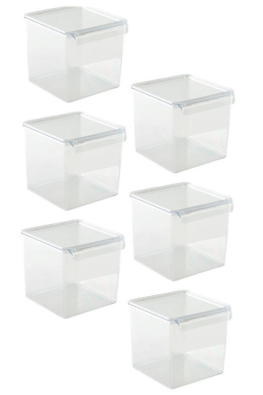 Kapaklı Buzdolabı Içi Organizer Dolap Içi Düzenleyici Saklama Kabı 165*178*160Mm Şeffaf 6 Lı - 1