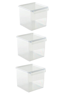 Kapaklı Buzdolabı Içi Organizer Dolap Içi Düzenleyici Saklama Kabı 165*178*160Mm Şeffaf 3 Lü - 1