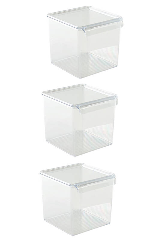 Kapaklı Buzdolabı Içi Organizer Dolap Içi Düzenleyici Saklama Kabı 165*178*160Mm Şeffaf 3 Lü - 1