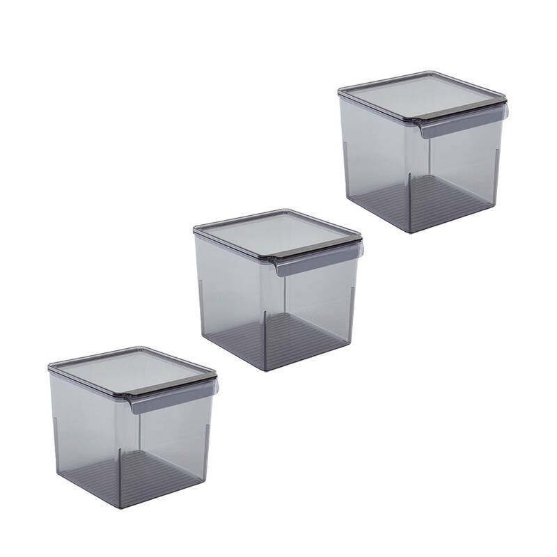 Kapaklı Buzdolabı Içi Organizer Dolap Içi Düzenleyici Saklama Kabı 165*178*160Mm Şeffaf Siyah 3Lü - 1
