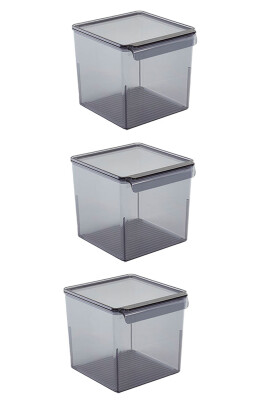 Kapaklı Buzdolabı Içi Organizer Dolap Içi Düzenleyici Saklama Kabı 165*178*160Mm Şeffaf Siyah 3Lü - 1