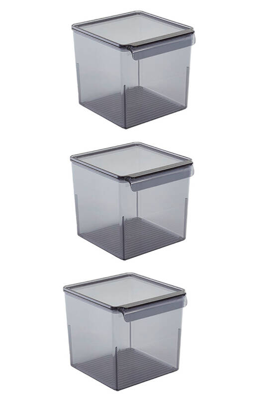 Kapaklı Buzdolabı Içi Organizer Dolap Içi Düzenleyici Saklama Kabı 165*178*160Mm Şeffaf Siyah 3Lü - 1