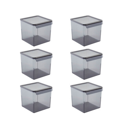 Kapaklı Buzdolabı Içi Organizer Dolap Içi Düzenleyici Saklama Kabı 165*178*160Mm Şeffaf Siyah 6Lı - 5