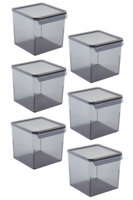 Kapaklı Buzdolabı Içi Organizer Dolap Içi Düzenleyici Saklama Kabı 165*178*160Mm Şeffaf Siyah 6Lı - 1