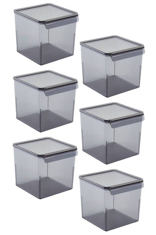 Kapaklı Buzdolabı Içi Organizer Dolap Içi Düzenleyici Saklama Kabı 165*178*160Mm Şeffaf Siyah 6Lı - 1