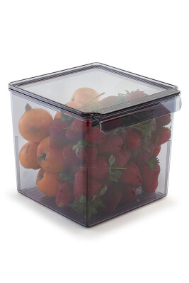 Kapaklı Buzdolabı Içi Organizer Dolap Içi Düzenleyici Saklama Kabı 165*178*160Mm Şeffaf Siyah 6Lı - 3