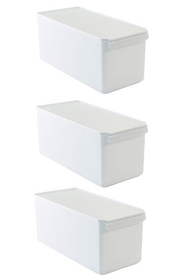 Kapaklı Buzdolabı Içi Organizer Dolap Içi Düzenleyici Saklama Kabı 165*355*160Mm Beyaz 3Lü - Primanova