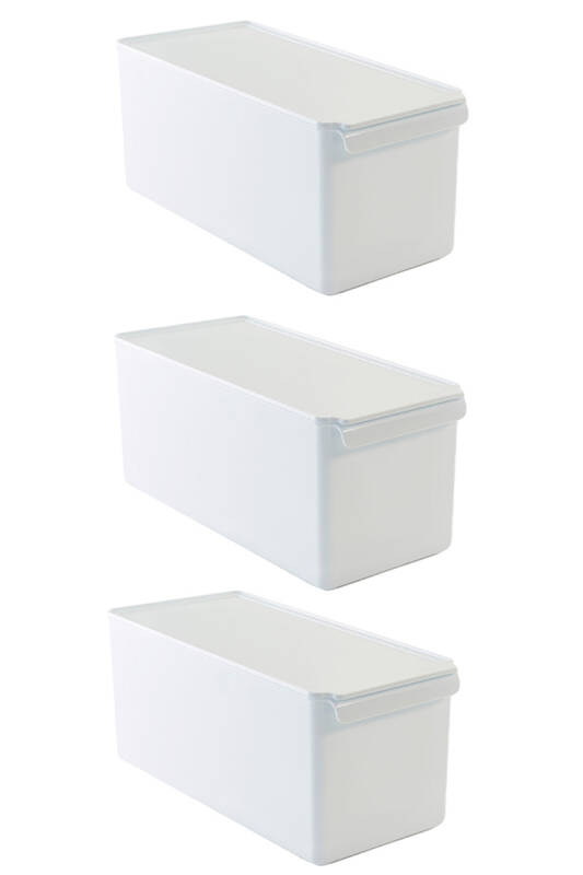 Kapaklı Buzdolabı Içi Organizer Dolap Içi Düzenleyici Saklama Kabı 165*355*160Mm Beyaz 3Lü - 1