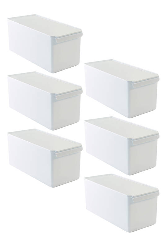 Kapaklı Buzdolabı Içi Organizer Dolap Içi Düzenleyici Saklama Kabı 165*355*160Mm Beyaz 6 Lı - 1