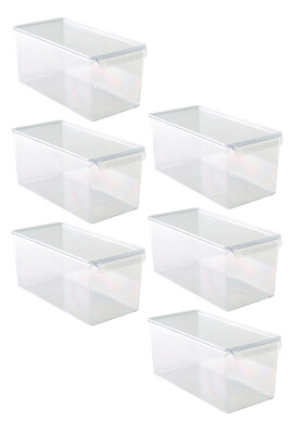 Kapaklı Buzdolabı Içi Organizer Dolap Içi Düzenleyici Saklama Kabı 165*355*160Mm Şeffaf 6 Lı - Primanova