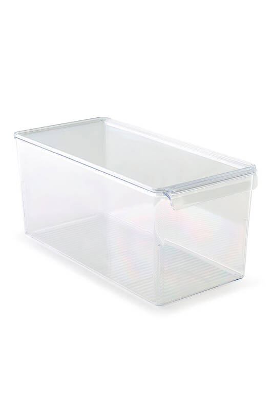 Kapaklı Buzdolabı Içi Organizer Dolap Içi Düzenleyici Saklama Kabı 165*355*160Mm Şeffaf 6 Lı - 2