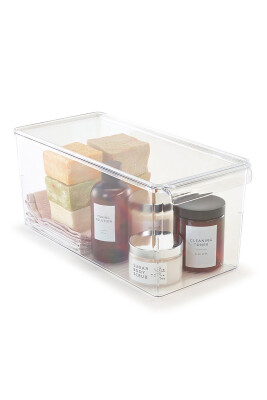 Kapaklı Buzdolabı Içi Organizer Dolap Içi Düzenleyici Saklama Kabı 165*355*160Mm Şeffaf 6 Lı - 5