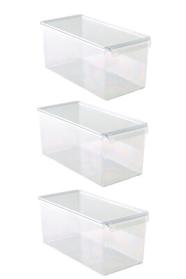 Kapaklı Buzdolabı Içi Organizer Dolap Içi Düzenleyici Saklama Kabı 3'lü 165*355*160M - Primanova