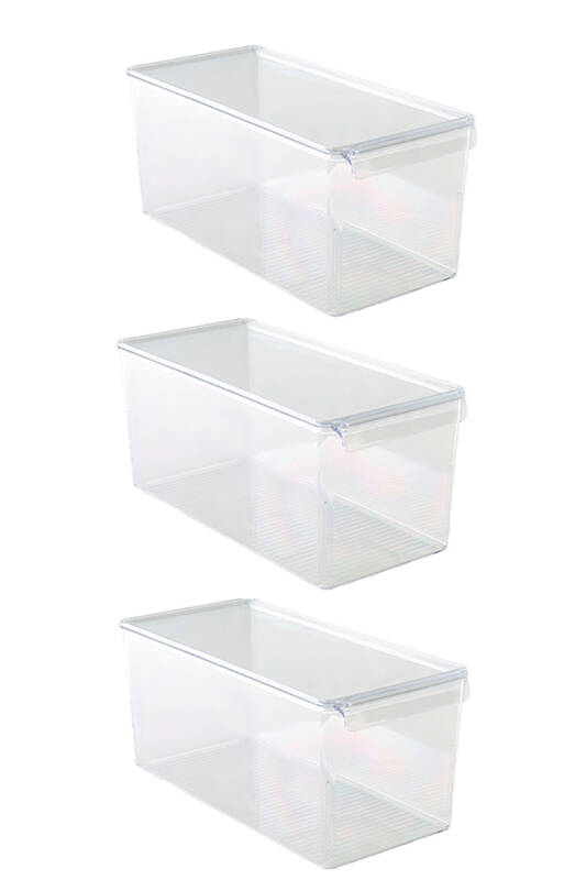 Kapaklı Buzdolabı Içi Organizer Dolap Içi Düzenleyici Saklama Kabı 3'lü 165*355*160M - 1