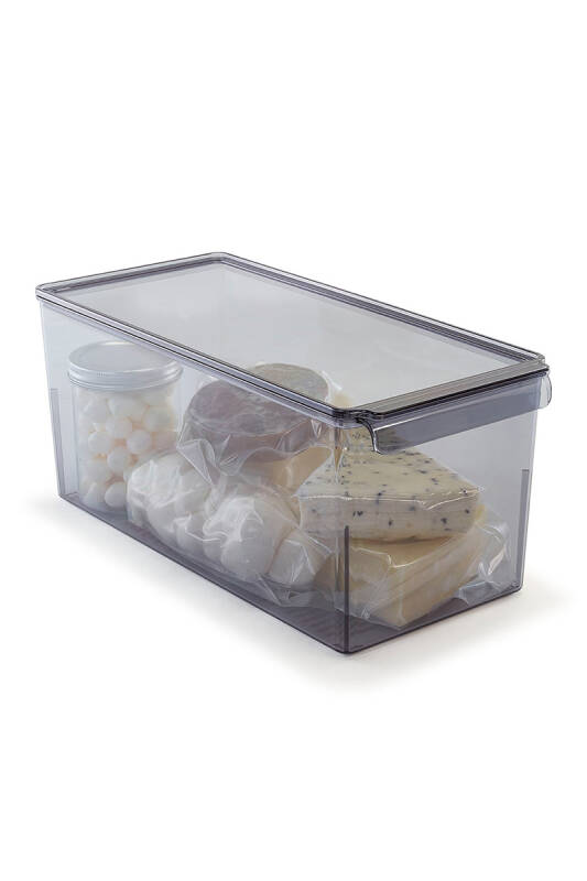 Kapaklı Buzdolabı Ve Dolap Içi Mutfak Banyo Düzenleyici 165*355*160Mm Şeffaf Siyah 3Lü - 3