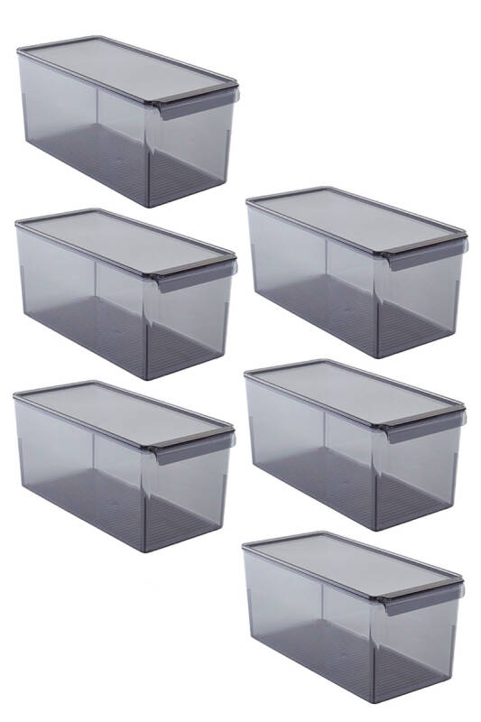 Kapaklı Buzdolabı Ve Dolap Içi Mutfak Banyo Düzenleyici 165*355*160Mm Şeffaf Siyah 6Lı - 1