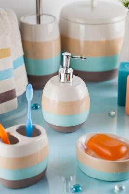 Katy 5'li Banyo Seti - Mavi & Bej - 2