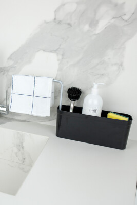 Mutfak Sıvı Deterjan/Süngerlik Kutusu-Siyah - Primanova