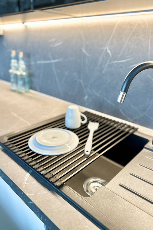 Lavabo Üstü Katlanabilen Bulaşıklık Paslanmaz Aluminyum - Siyah - 4