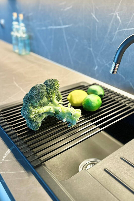 Lavabo Üstü Katlanabilen Bulaşıklık Paslanmaz Aluminyum - Siyah - 5