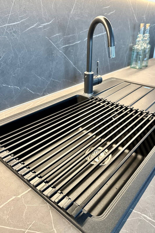Lavabo Üstü Katlanabilen Bulaşıklık Paslanmaz Aluminyum - Siyah - 7