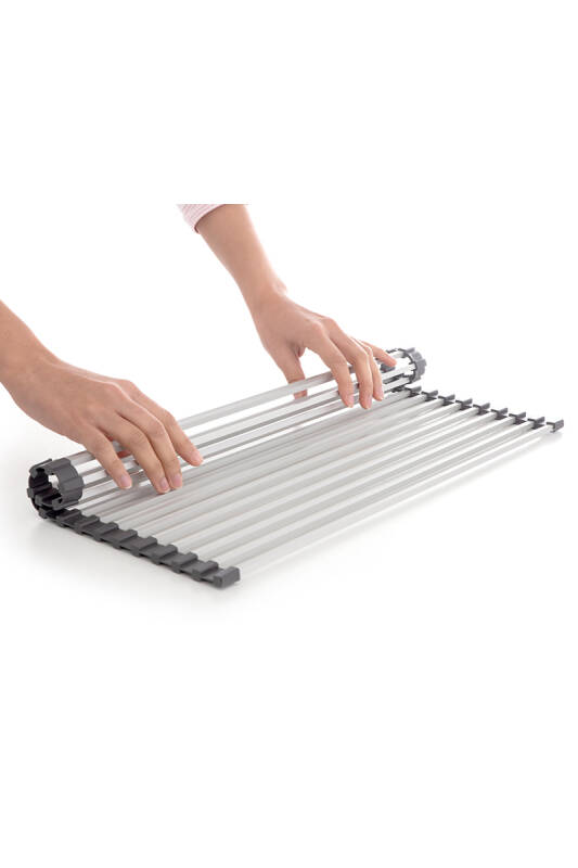 Lavabo Üstü Katlanabilen Bulaşıklık Paslanmaz Aluminyum - Gri - 6