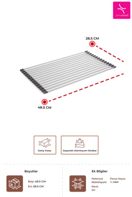 Lavabo Üstü Katlanabilen Bulaşıklık Paslanmaz Aluminyum - Gri - 3