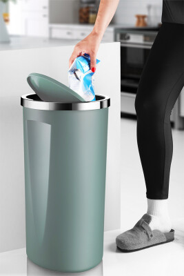 Lenox 35 LT Döner Kapaklı Banyo Mutfak Ofis Çöp Kovası - Açık Yeşil - 2