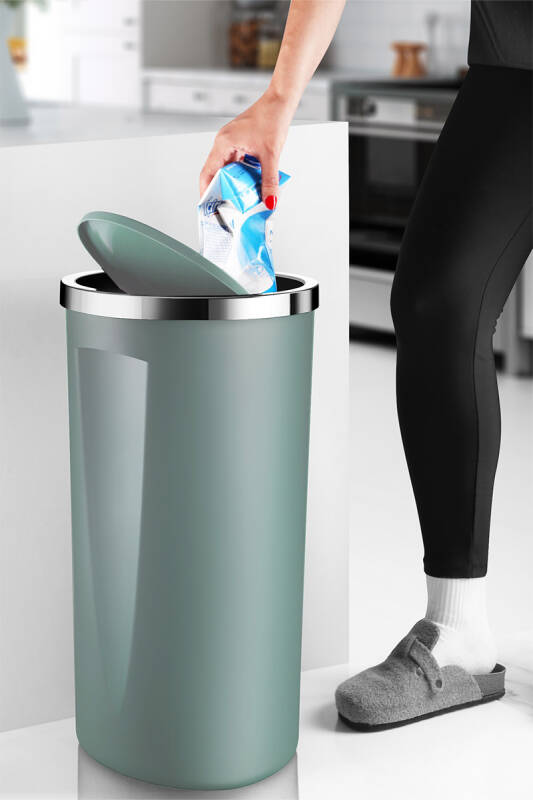 Lenox 35 LT Döner Kapaklı Banyo Mutfak Ofis Çöp Kovası - Açık Yeşil - 2