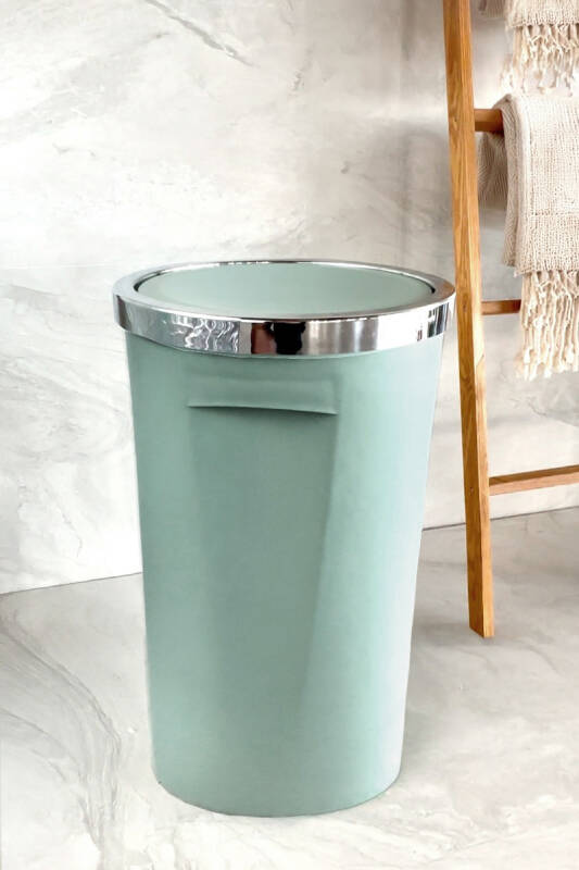 Lenox 35 LT Döner Kapaklı Banyo Mutfak Ofis Çöp Kovası - Açık Yeşil - 4
