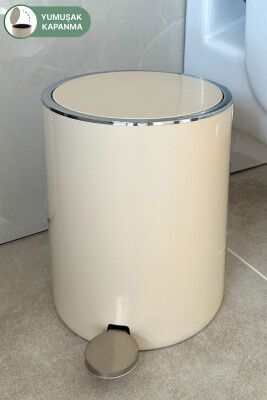 Lenox 5 Lt Pedallı Banyo Mutfak Ofis Çöp Kovası - Bej - 1