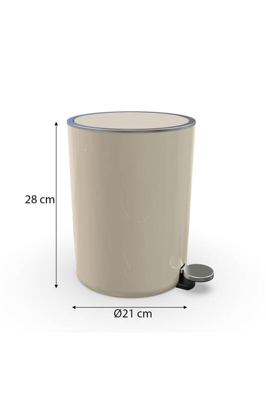Lenox 5 LT Pedallı Banyo Mutfak Ofis Çöp Kovası - Bej - 4