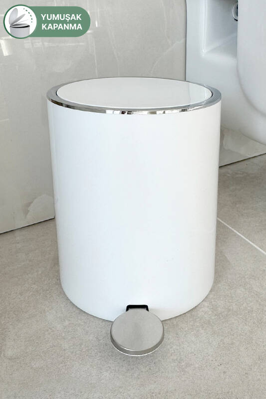 Lenox 5 Lt Pedallı Banyo Mutfak Ofis Çöp Kovası Beyaz - 1