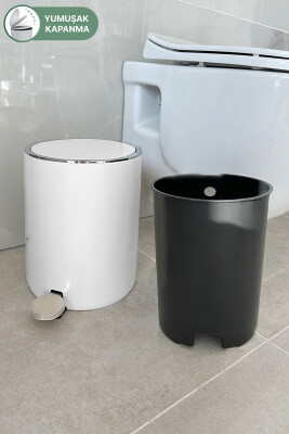 Lenox 5 Lt Pedallı Banyo Mutfak Ofis Çöp Kovası Beyaz - 2