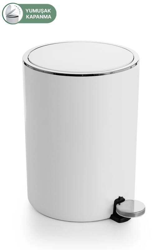 Lenox 5 Lt Pedallı Banyo Mutfak Ofis Çöp Kovası Beyaz - 3