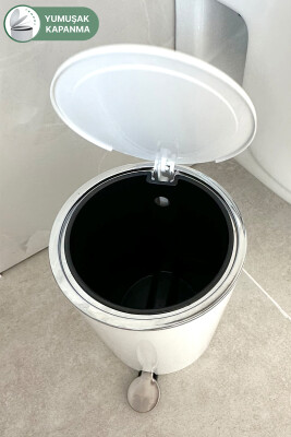 Lenox 5 Lt Pedallı Banyo Mutfak Ofis Çöp Kovası Beyaz - 6