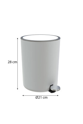 Lenox 5 LT Pedallı Banyo Mutfak Ofis Çöp Kovası - Beyaz - 5