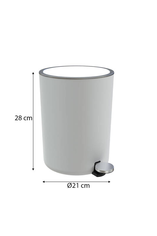Lenox 5 LT Pedallı Banyo Mutfak Ofis Çöp Kovası - Beyaz - 5