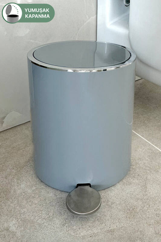 Lenox 5 Lt Pedallı Banyo Mutfak Çöp Kovası Gri - 1
