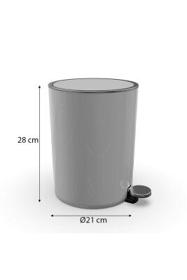 Lenox 5 LT Pedallı Banyo Mutfak Ofis Çöp Kovası - Gri - 6