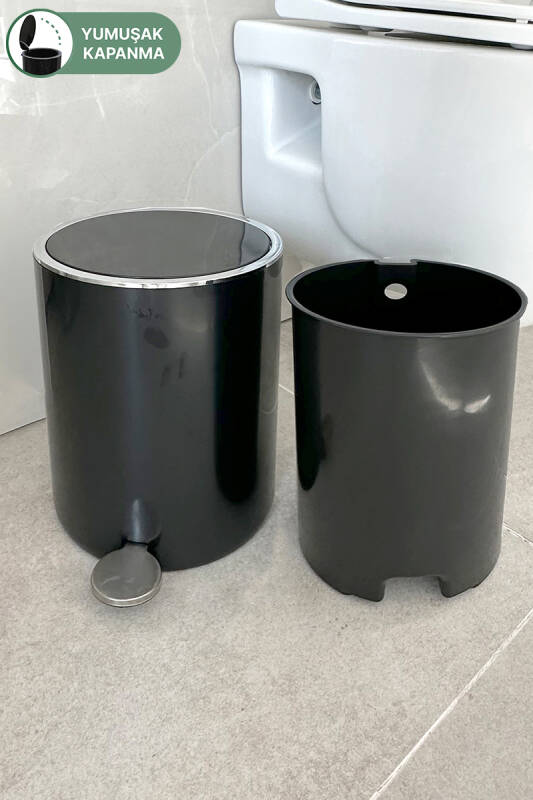 Lenox 5 Lt Pedallı Banyo Mutfak Ofis Çöp Kovası Siyah - 2