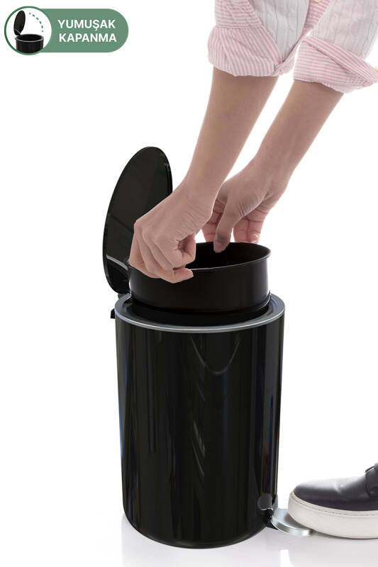Lenox 5 Lt Pedallı Banyo Mutfak Ofis Çöp Kovası Siyah - 4