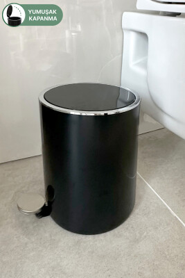 Lenox 5 LT Pedallı Banyo Mutfak Ofis Çöp Kovası - Siyah - 5