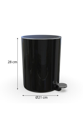 Lenox 5 LT Pedallı Banyo Mutfak Ofis Çöp Kovası - Siyah - 6