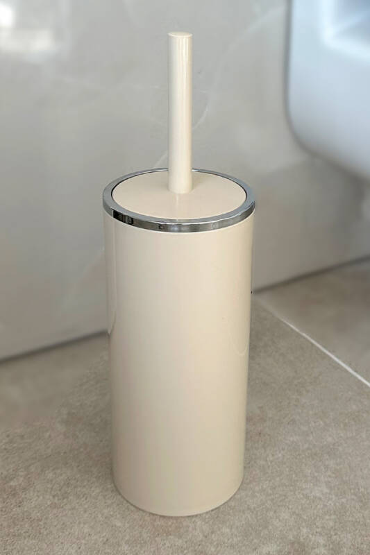 Lenox 5 Lt Pedallı Banyo Çöp Kova Tuvalet Fırçası Set Bej 2'Li - 3