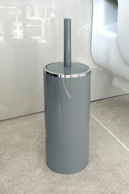 Lenox 5 Lt Pedallı Banyo Çöp Kova Tuvalet Fırçası Set Gri 2'Li - 2