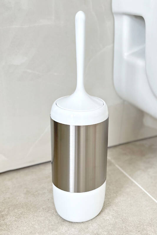 Lima Xl Banyo Döner Kapaklı Çöp Kovası Tuvalet Fırçası 2'Li Beyaz - 3