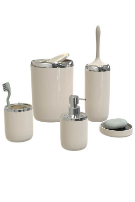 Lima XL Krom Dekorlu Banyo Seti - Bej - Primanova