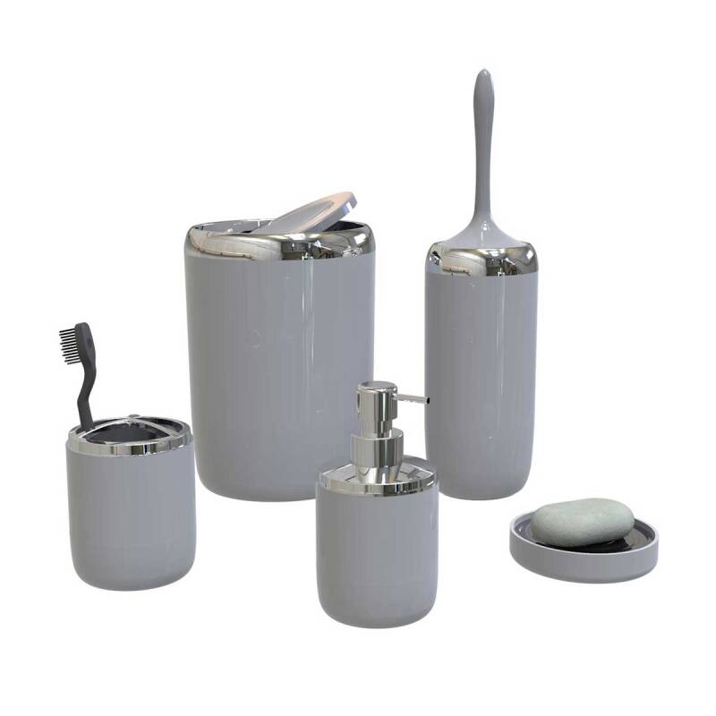 Lima XL Krom Dekorlu Banyo Seti / Gri - 1